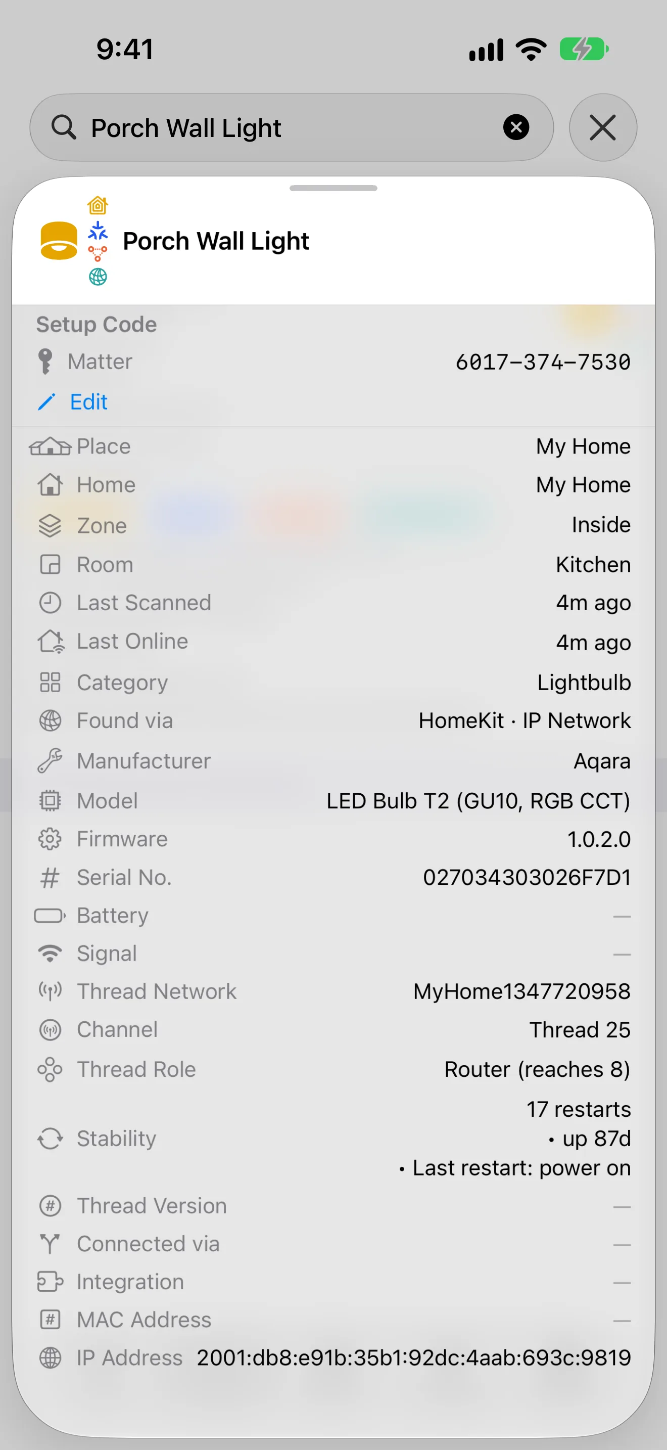 Every detail HomeMapper has for one device