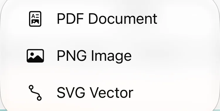Export the full map as PNG, PDF, or SVG